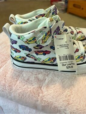 Converse Kids White Multi Car-Print High Tops